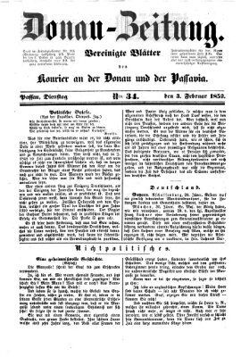 Donau-Zeitung Dienstag 3. Februar 1852