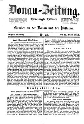 Donau-Zeitung Montag 15. März 1852