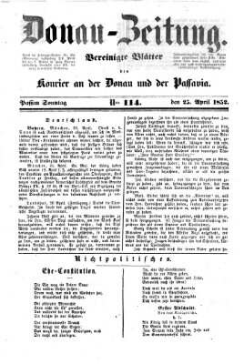 Donau-Zeitung Sonntag 25. April 1852