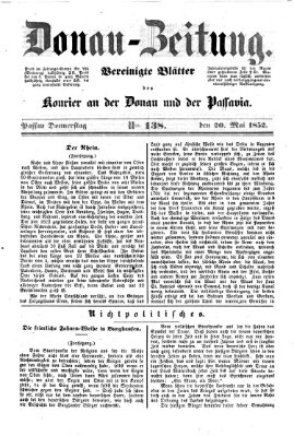 Donau-Zeitung Donnerstag 20. Mai 1852