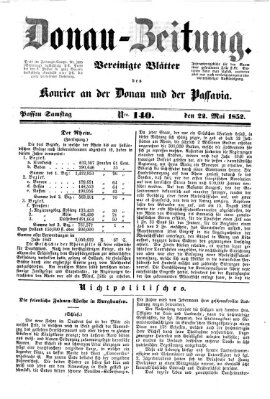 Donau-Zeitung Samstag 22. Mai 1852