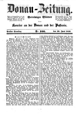 Donau-Zeitung Samstag 19. Juni 1852
