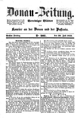 Donau-Zeitung Freitag 30. Juli 1852