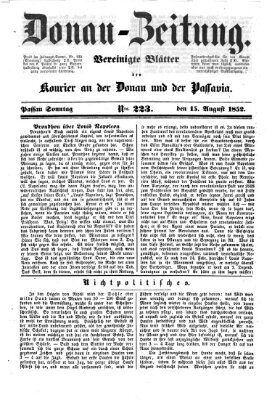 Donau-Zeitung Sonntag 15. August 1852