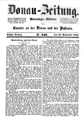 Donau-Zeitung Freitag 10. September 1852
