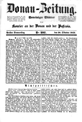 Donau-Zeitung Donnerstag 28. Oktober 1852