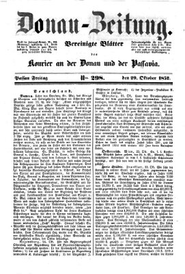 Donau-Zeitung Freitag 29. Oktober 1852