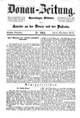 Donau-Zeitung Dienstag 2. November 1852