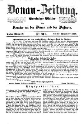 Donau-Zeitung Mittwoch 17. November 1852