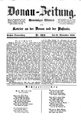 Donau-Zeitung Donnerstag 18. November 1852