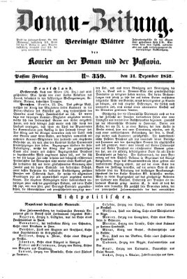 Donau-Zeitung Freitag 31. Dezember 1852