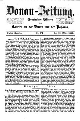 Donau-Zeitung Samstag 12. März 1853