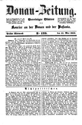 Donau-Zeitung Mittwoch 11. Mai 1853