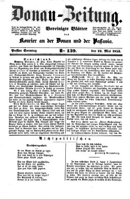 Donau-Zeitung Sonntag 22. Mai 1853