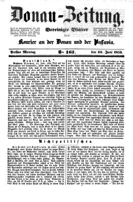Donau-Zeitung Montag 20. Juni 1853