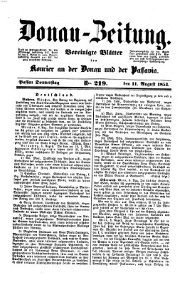 Donau-Zeitung Donnerstag 11. August 1853