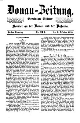 Donau-Zeitung Sonntag 2. Oktober 1853