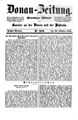 Donau-Zeitung Montag 10. Oktober 1853