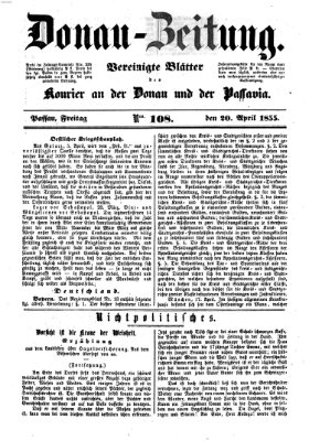 Donau-Zeitung Freitag 20. April 1855