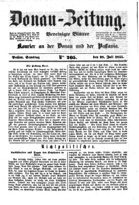 Donau-Zeitung Samstag 28. Juli 1855