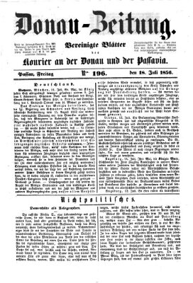 Donau-Zeitung Freitag 18. Juli 1856