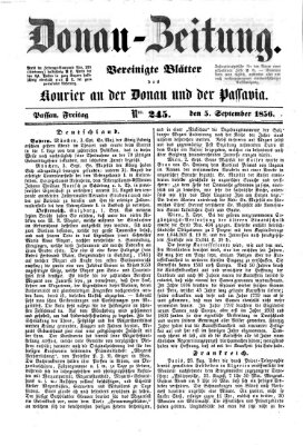 Donau-Zeitung Freitag 5. September 1856
