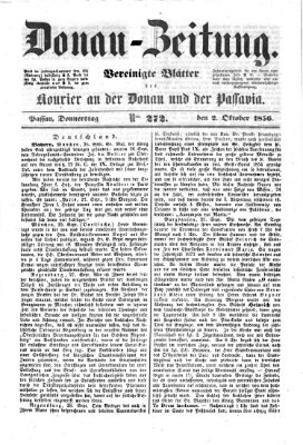 Donau-Zeitung Donnerstag 2. Oktober 1856