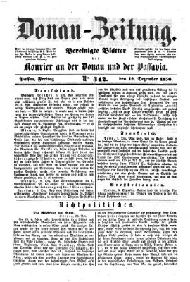 Donau-Zeitung Freitag 12. Dezember 1856