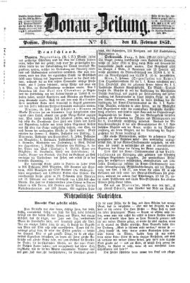 Donau-Zeitung Freitag 13. Februar 1857