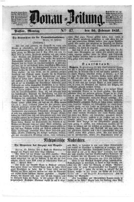 Donau-Zeitung Montag 16. Februar 1857