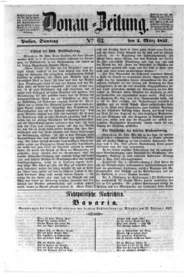 Donau-Zeitung Dienstag 3. März 1857