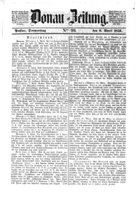 Donau-Zeitung Donnerstag 9. April 1857