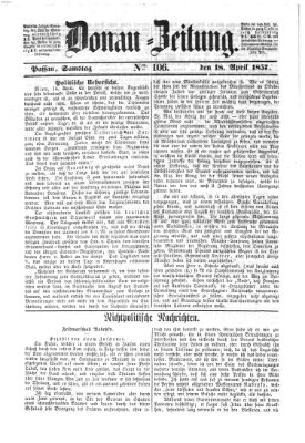 Donau-Zeitung Samstag 18. April 1857