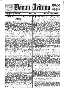 Donau-Zeitung Donnerstag 16. Juli 1857
