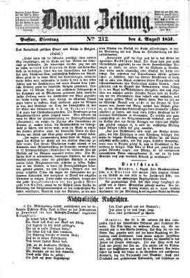 Donau-Zeitung Dienstag 4. August 1857