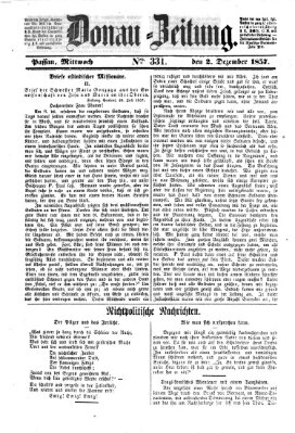 Donau-Zeitung Mittwoch 2. Dezember 1857