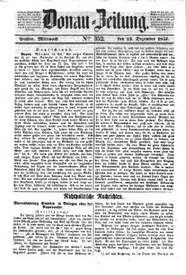 Donau-Zeitung Mittwoch 23. Dezember 1857