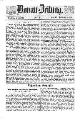 Donau-Zeitung Samstag 13. Februar 1858