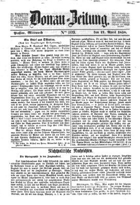 Donau-Zeitung Mittwoch 21. April 1858