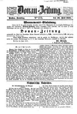 Donau-Zeitung Samstag 26. Juni 1858