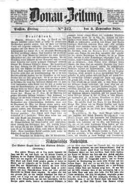 Donau-Zeitung Freitag 3. September 1858