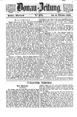 Donau-Zeitung Mittwoch 6. Oktober 1858