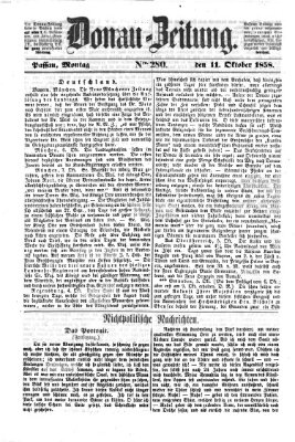 Donau-Zeitung Montag 11. Oktober 1858
