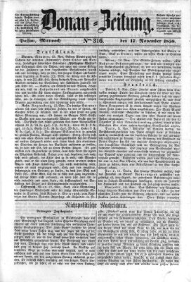 Donau-Zeitung Mittwoch 17. November 1858