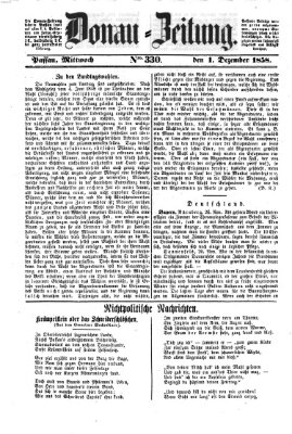 Donau-Zeitung Mittwoch 1. Dezember 1858