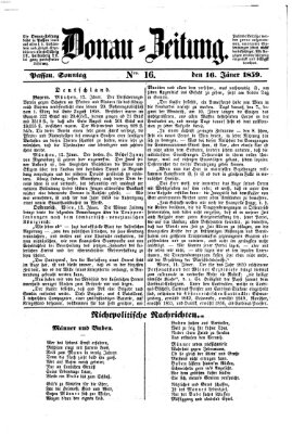 Donau-Zeitung Sonntag 16. Januar 1859