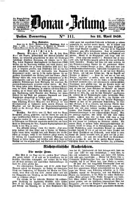 Donau-Zeitung Donnerstag 21. April 1859