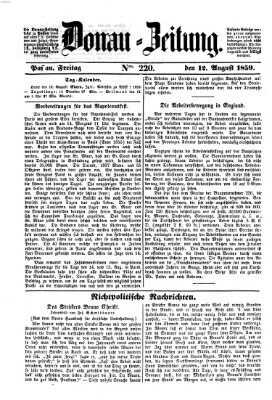 Donau-Zeitung Freitag 12. August 1859