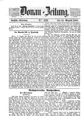 Donau-Zeitung Sonntag 21. August 1859