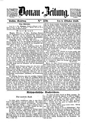 Donau-Zeitung Samstag 1. Oktober 1859
